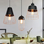 Nordic Creative Iron Cage Geometry 1-light Pendant Light BulbSquare