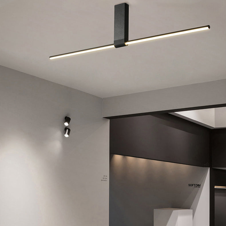 Modern Minimalist Aluminum Acrylic Strip Rectangle LED Semi-flush Mount Ceiling Light for Hallway