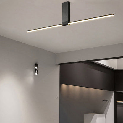 Modern Minimalist Aluminum Acrylic Strip Rectangle LED Semi-flush Mount Ceiling Light for Hallway