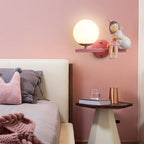 Contemporary Creative Kids Girls Unicorn Orb Resin Iron Glass 1-Light Wall Sconce Lamp For Bedroom Lumendat