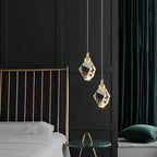 Modern Luxury Sparkling Crystal Stone Iron LED Pendant Light for Living Room BulbSquare