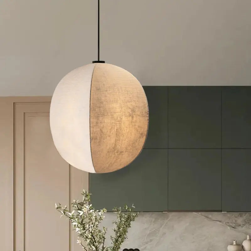 Traditional Japanese Zen Anti-silk Lantern Shape 1-light Pendant Light for Living Room BulbSquare