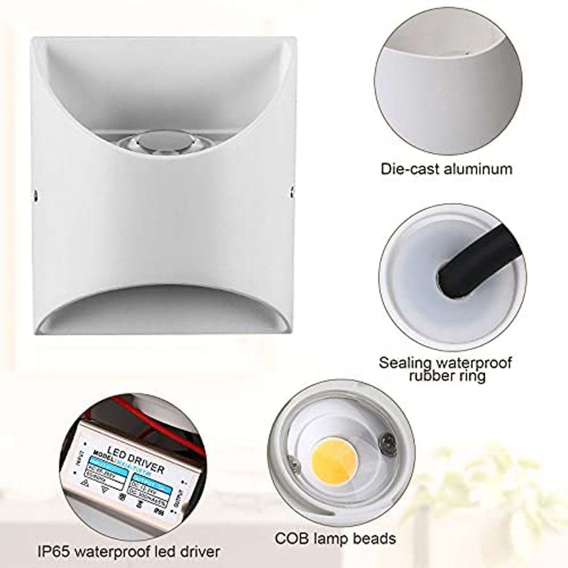 Modern Minimalist Solid Color Aluminum Square Outdoor Waterproof LED Wall Sconce Lamp Lumendat