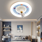 Lumendat Modern Art Deco Kids Iron Resin Acrylic Round Moon Astronaut LED Flush Mount Ceiling Light For Bedroom Lumendat