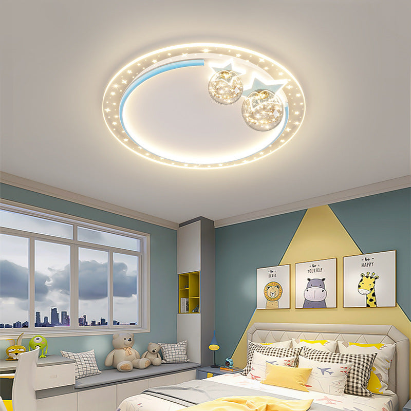 Lumendat Contemporary Creative Kids Round Orb Stars Hardware Acrylic LED Flush Mount Ceiling Light For Bedroom Lumendat