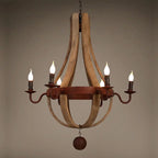 Traditional Rustic Round Branch Candle Holder Wooden Iron 5/6/8 Light Chandelier for Living Room Lumendat