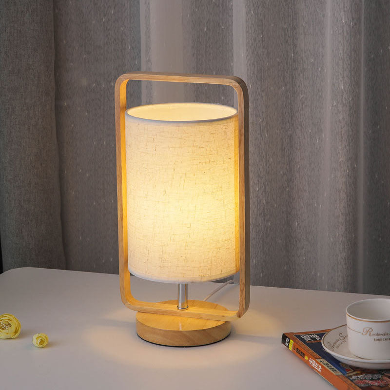 Modern Minimalist Wood Cloth Portable LED Night Light Table Lamp Lumendat