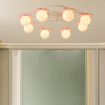 Modern Minimalist Round Sphere Iron Glass 4/6/8 Light Semi-Flush Mount Ceiling Light For Living Room