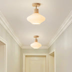 Nordic Log Striped Glass Oval 1-light Semi-flush Mount Ceiling Light BulbSquare