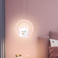 Lumendat Modern Simplicity Kids Aluminum Iron Acrylic Circle Bear Cow LED Pendant Light For Bedside Lumendat