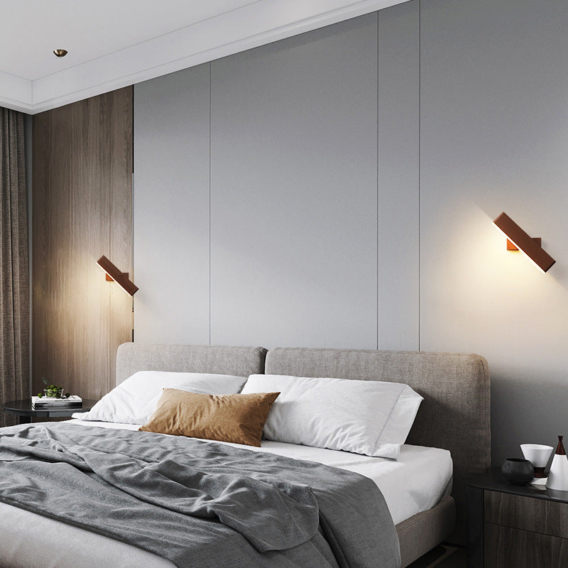 Modern Minimalist Rectangular Bar Aluminum Acrylic Rotatable LED Wall Sconce Lamp For Living Room Lumendat