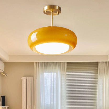 Contemporary Scandinavian Oval Iron Copper Glass 1-light Pendant Light for Bedroom