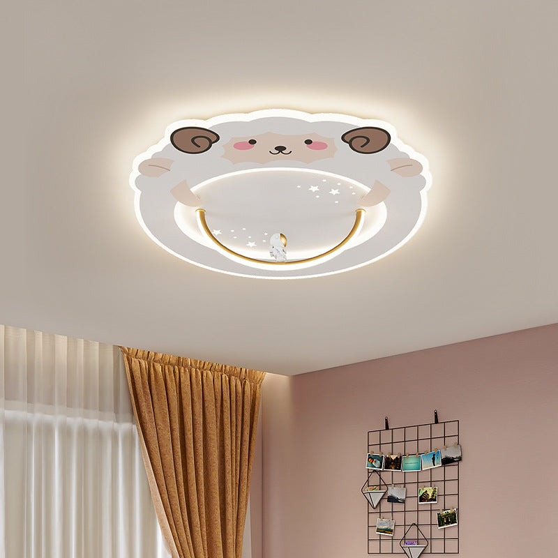 Lumendat Modern Art Deco Kids Aluminum Acrylic Penguin Panda Lion Sheep Round LED Flush Mount Ceiling Light For Bedroom Lumendat