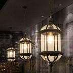 Contemporary Retro Hexagonal Lantern Glass Aluminum 1-light Waterproof Pendant Light for Outdoor Patio BulbSquare