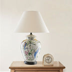 Modern Retro Ceramic Idyllic Flower and Bird 1-Light Table Lamp Lumendat