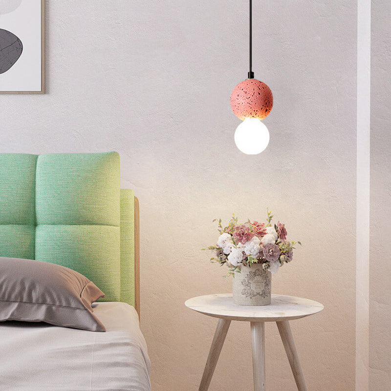 Contemporary Scandinavian Orb Terrazzo 1-light Pendant Light for Bedroom BulbSquare