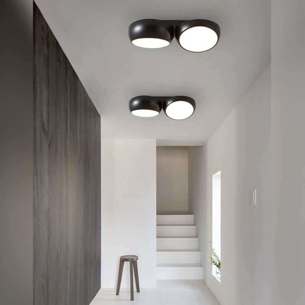 Scandinavian Modern Minimalist Iron Plastic Round LED Semi-flush Mount Ceiling Light
