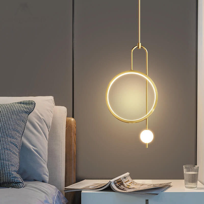 European Minimalist Light Luxury Circular Metal Acrylic LED Chandelier