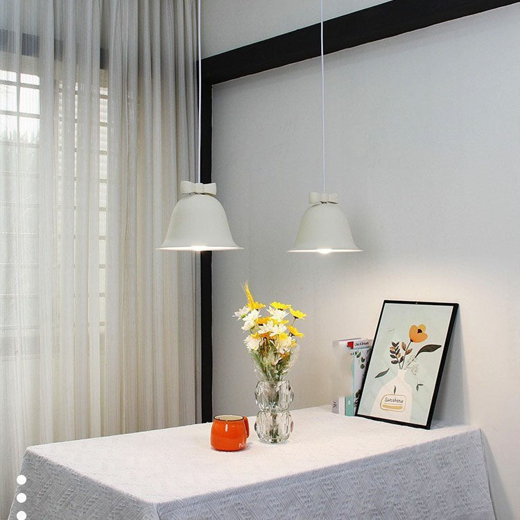 Contemporary Scandinavian Iron Bowknot Bell 1-light Pendant Light for Living Room