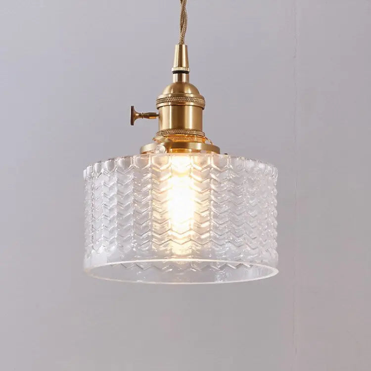 Japanese Vintage Brass Glass Round Jar 1-light Pendant Light Lumendat