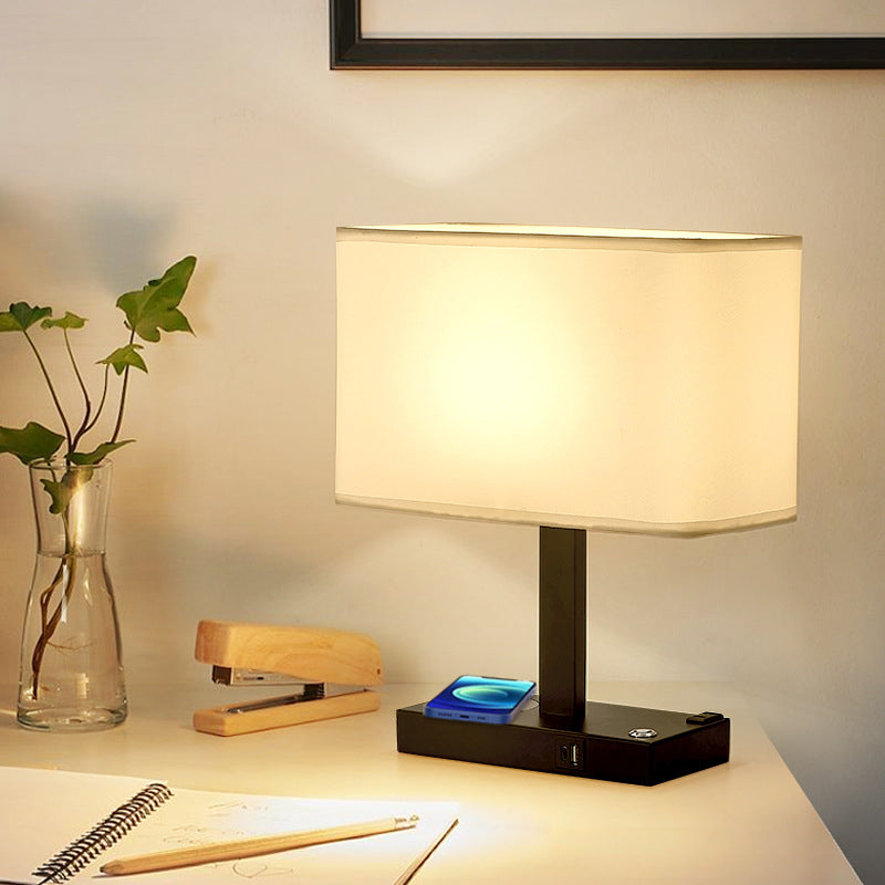 Modern Minimalist Rectangular Cloth Iron 1-Light Table Lamp For Living Room Lumendat