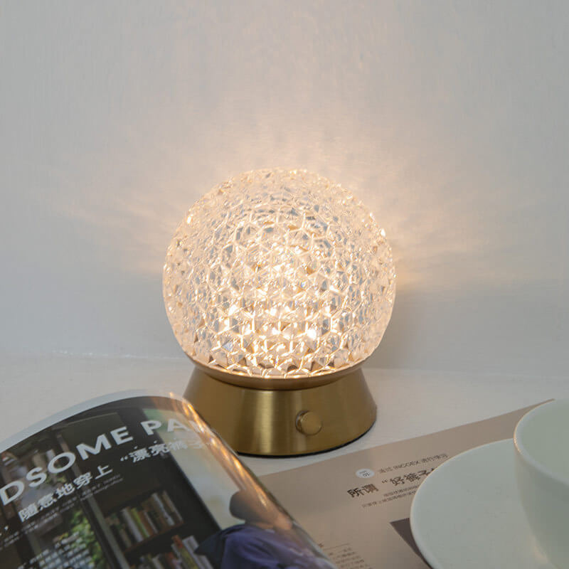 Modern Light Luxury Round Ball Iron Acrylic USB LED Ambient Table Lamp Lumendat