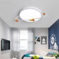 Lumendat Contemporary Scandinavian Iron Acrylic Wood Round Planet Design LED Kids Flush Mount Ceiling Light For Bedroom Lumendat