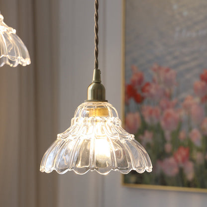 Modern Minimalist Bellflower Brass Glass 1-light Pendant Light for Living Room