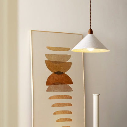Modern Minimalist Cone Iron Solid Wood Grain 1-Light Pendant Light For Living Room