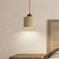 Japanese Wabi-sabi Yellow Travertine Cylinder Lampshade Wood 1-light Pendant Light modern luxury lighting fixture