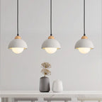 Contemporary Scandinavian Cement Dome Glass Shade 1-light Pendant Light for Bedroom BulbSquare
