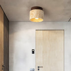 Traditional Vintage Round Travertine 1-light Flush Mount Ceiling Light for Hallway BulbSquare