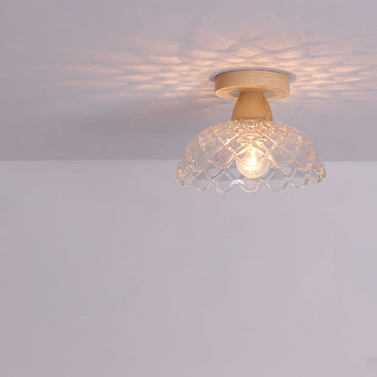 Japanese Minimalist Log Glass 1-light Semi-flush Mount Light