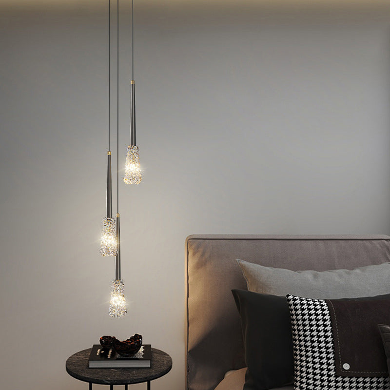 Contemporary Luxury Full Copper Water-ripple Glass Shade 1-light Pendant Light for Living Room