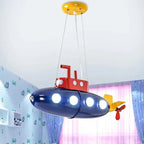 Contemporary Creative Cartoon Submarine Iron LED Kids Chandelier for Bedroom BulbSquare