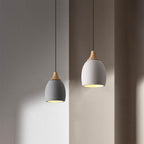 Traditional Japanese Cement Solid Wood Circle 1-light Pendant Light for Dining Room BulbSquare