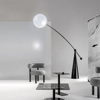 Contemporary Creative Tapered Base Fishing Rod Orb Iron Glass 1-Light Standing Floor Lamp For Living Room Lumendat