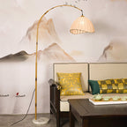Vintage Fabric Marble Fishing Imitation Bamboo Rod 1-Light Standing Floor Lamp Lumendat