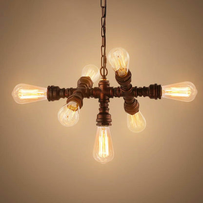 Industrial Iron Water Pipe Design 7-light Chandelier