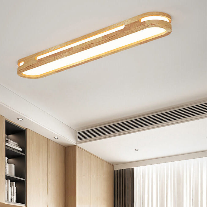 Nordic Minimalist Solid Wood Acrylic Ring LED Flush Mount Ceiling Light BulbSquare
