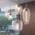 Nordic Light Luxury Oval Clear Glass 1-light Pendant Light BulbSquare