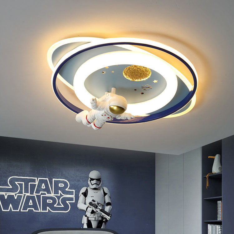 Lumendat Modern Creative Kids Iron Cartoon Astronaut Rocket LED Flush Mount Ceiling Light Lumendat