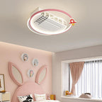 Lumendat Contemporary Creative Acrylic Astronaut Moon LED Kids Flush Mount Ceiling Invisible Bladeless Fan Light For Bedroom Lumendat
