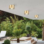 Modern Minimalist Cylinder Brass LED Flush Mount Ceiling Light for Living Room