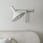 Modern Minimalist Round Tapered Iron 1-Light Retractable Wall Sconce Lamp For Bedroom Lumendat
