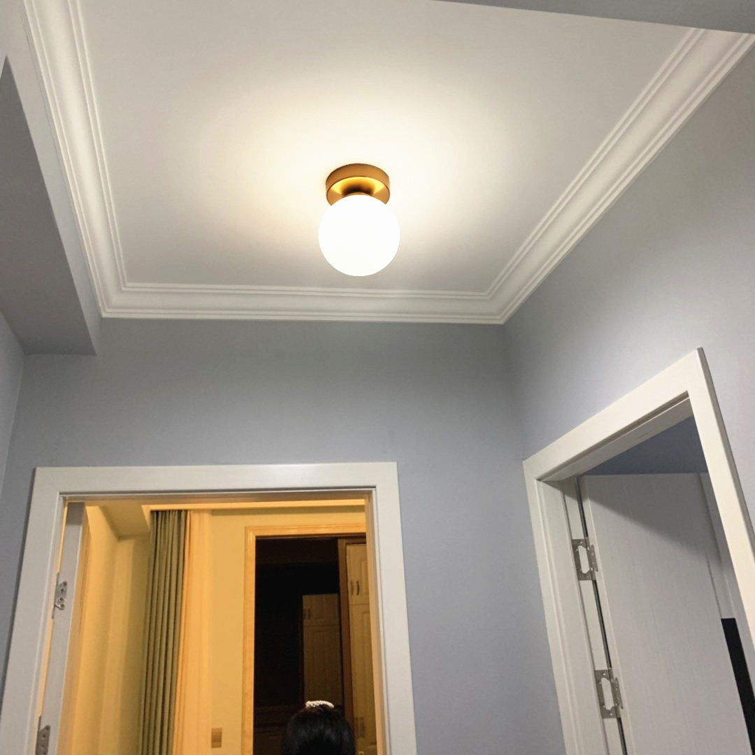 Modern Simple Glass Round Ball 1-Light Semi-Flush Mount Ceiling Light Lumendat