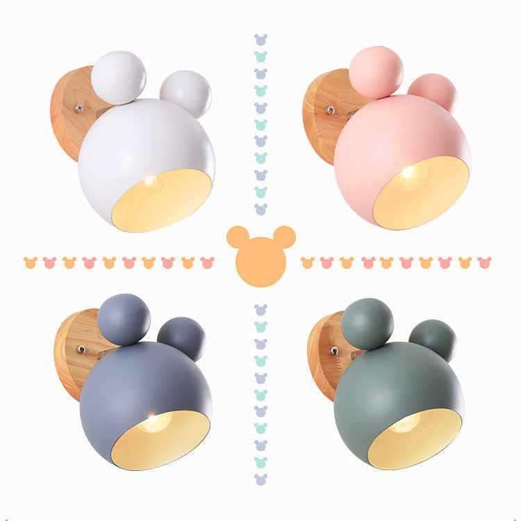 Lumendat Nordic Cartoon Bear Dome 1-Light Kids Wall Sconce Lamp Lumendat