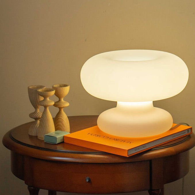 Danish Milk White Mushroom 1-Light Table Lamp Lumendat