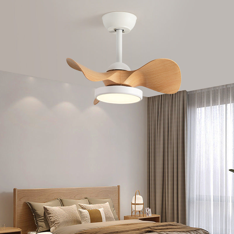 Contemporary Retro Round Acrylic ABS LED Downrods Ceiling Fan Light For Bedroom Lumendat