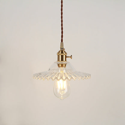 Traditional European Round Textured Glass 1-Light  Dome Lace Pendant Light